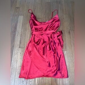 Selfie Leslie Red Satin Dress